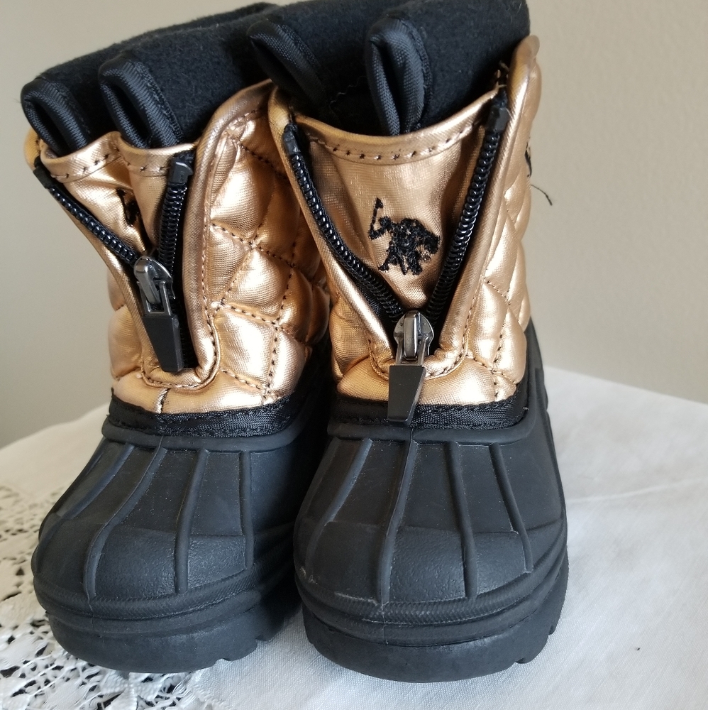 U.S. Polo Assn. Black Gold Quilted Winter Boots